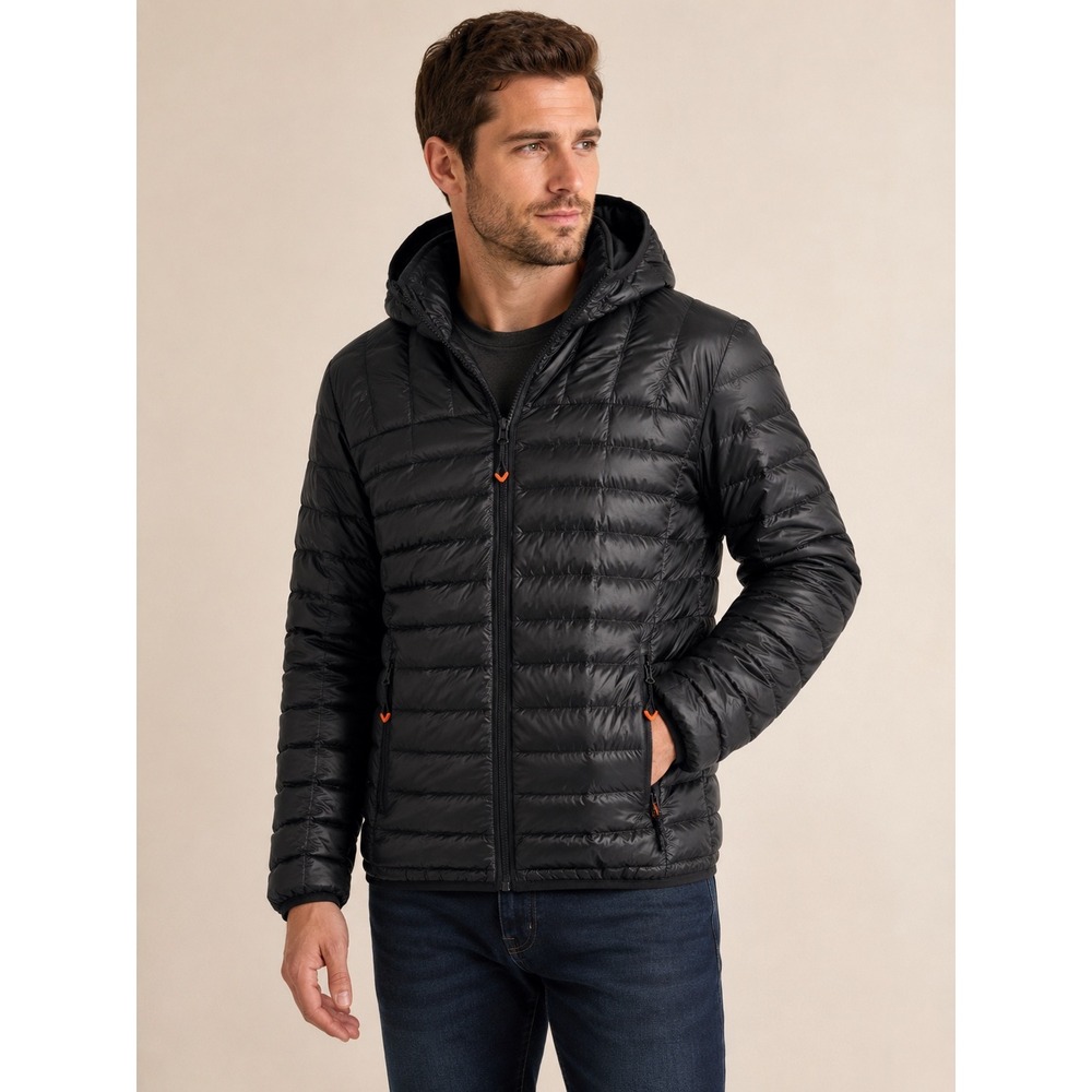 Superdry Core Down Hooded Puffer Jacket Black Mens Medium M50000DR